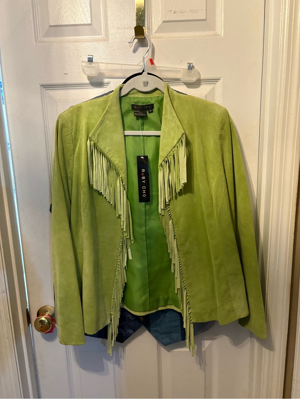Lime Green Suede Fringe Jacket